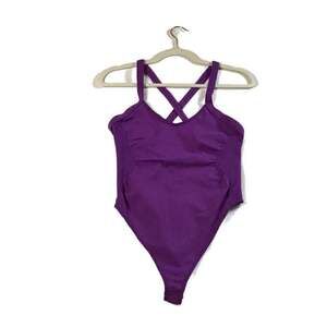 Free People Watch Me Ribbed One-Piece Purple body suit M-L active